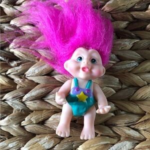 Vintage Treasure Trolls toddlers pink hair overalls